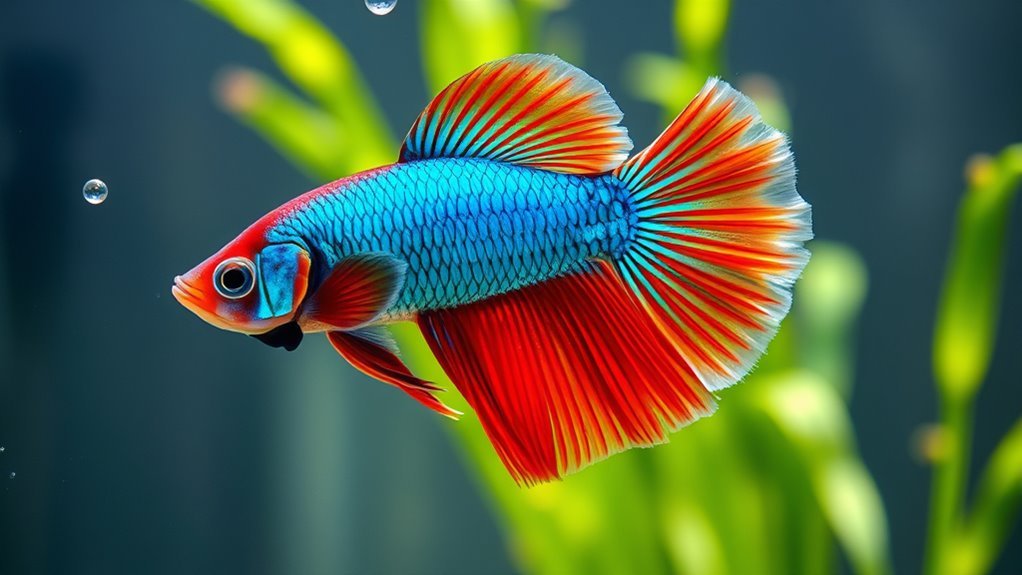 betta fish swimming sideways