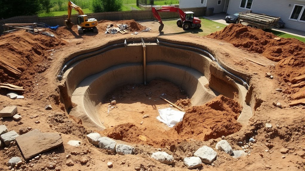 excavate line frame landscape