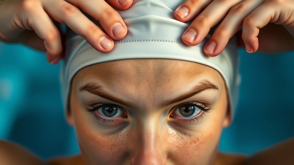 position cap just above eyebrows