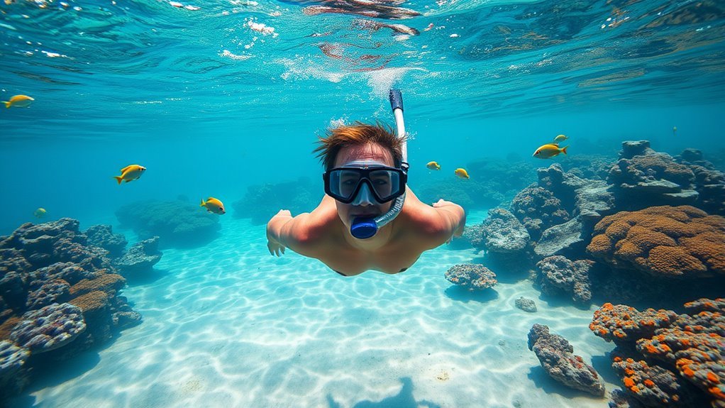 snorkel mask fins breathing