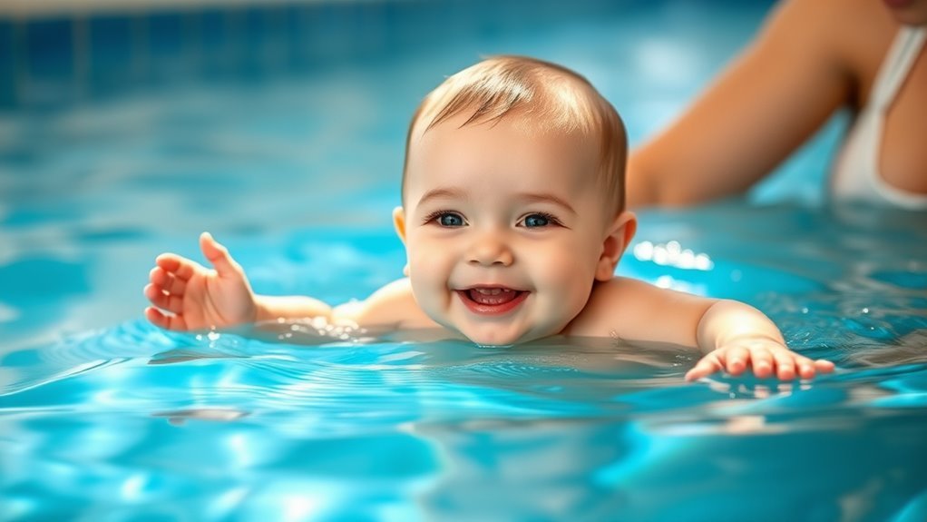 start baby swimming early