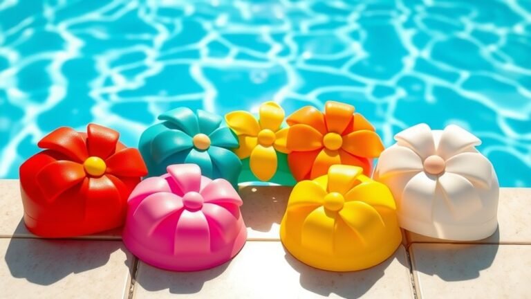 retro petal swim caps